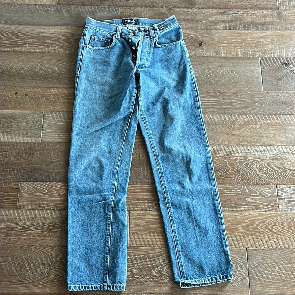 Versace Blue Straight-Leg Jeans with Timeless Appeal